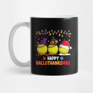 Softball Costume Halloween Thanksgiving Christmas Happy Hallothanksmas Mug